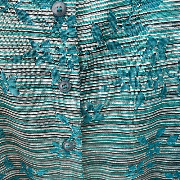 Floral & Stripe Shimmery Cardigan Aqua, Silver, Blk 2X Jones Of New York NWOT - Picture 7 of 7